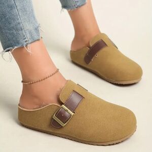 🔥NEW! Women's Tan Slip-On Clogs With Buckle Sz 6